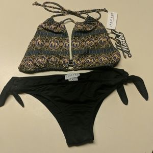 Beautiful elephant brocade blue and black bikini